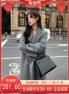 韩版小金扣大气时尚百搭简约羊毛外套(含70%羊毛)  1210062#  ZCX