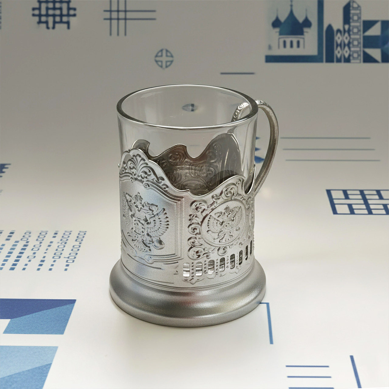 银色杯托俄罗斯OZON跨境同款双头鹰徽章烈酒杯金属套防烫威士忌杯,餐饮具,洋酒/威士忌杯,淘宝优惠券,粉丝福利购,淘宝优惠卷