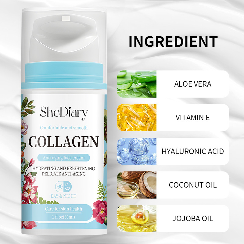 SheDiary 跨境胶原蛋白保湿霜修护水解胶原蛋白维生素AE保湿面霜