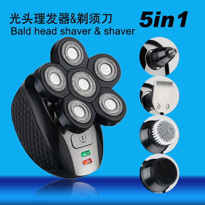 跨境光头神器剃光头自刮专用机全身水洗六刀头电动剃须刀通用厂家