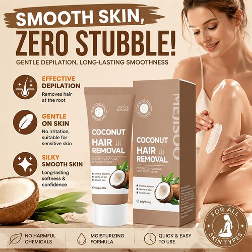 亚马逊COCONUT SMOOTHING DEPILATORY CREAM椰子丝滑脱毛 膏厂家
