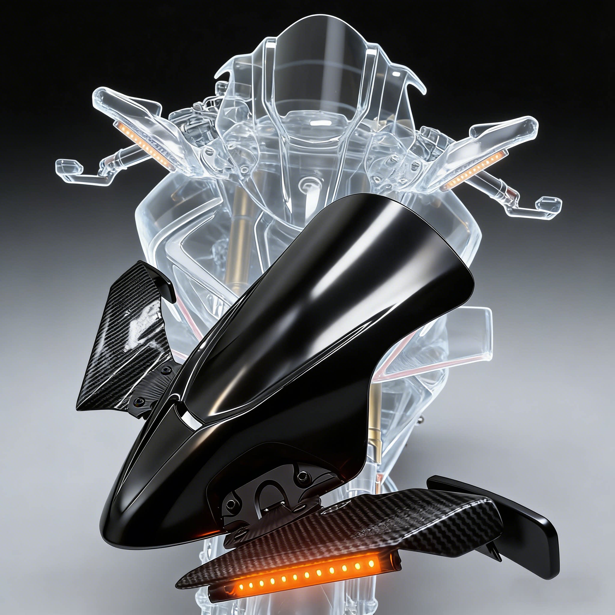 适用23-26春风450SR SRS专用改装定风翼后视镜LED带灯后视镜配件