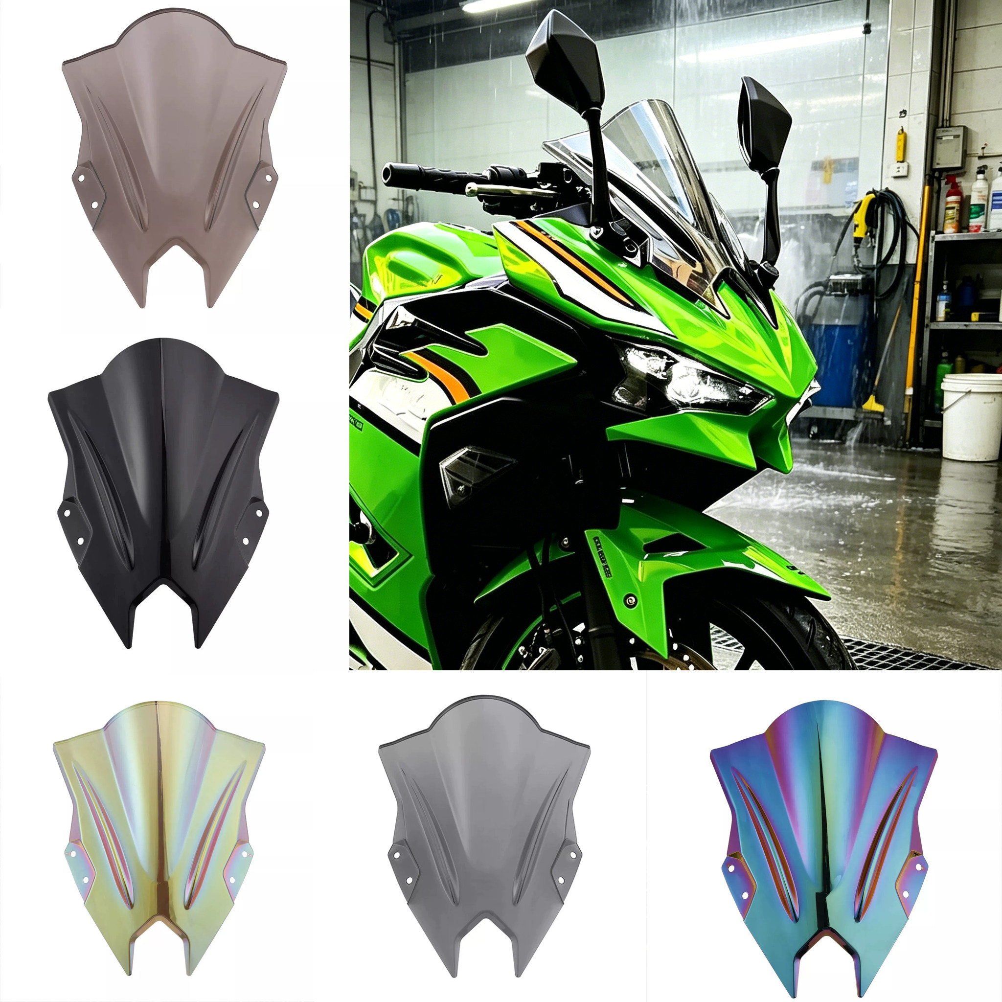 适用川崎忍者NINJA500SE改装加高风挡竞技挡风板后视镜定风翼配件