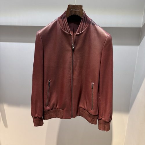 HECHTER商务休闲棒球领真皮皮衣