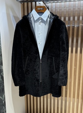 路卡迪龙男装秋冬款连帽科斯莫羊毛皮一体皮草162237207专柜16880