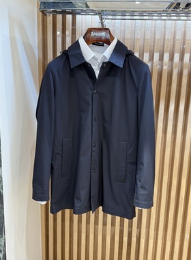 卡尔丹顿男装春夏连帽中长款商务休闲风衣外套KDBS25301专柜4980