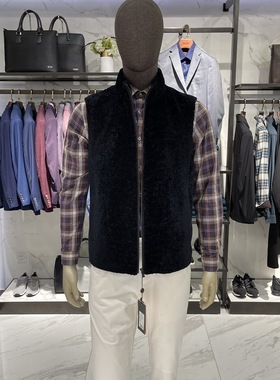 华斯度VASTO男装秋冬款毛皮立领棉背心马甲02Z166531专柜13890