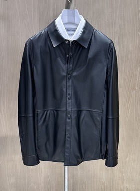 卡尔丹顿男装24秋冬商务翻领真皮夹克外套KEBW19312FAB2吊牌8800