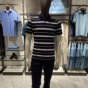 华斯度男装春夏款修身版丝光棉条纹翻领短袖T恤11C051776吊牌1489