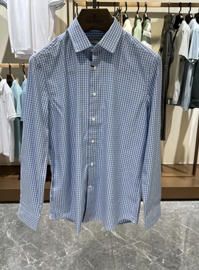 卡尔丹顿秋冬款商务纯棉格子长袖衬衫衬衣KBAW23538专柜2980