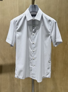 卡尔丹顿男装正品25春夏商务条纹短袖衬衫KFAS43018SAG1吊牌1980
