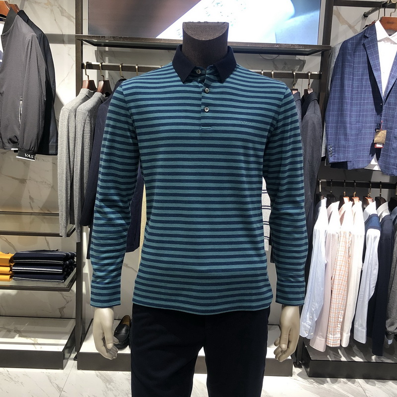VASTO/华斯度秋冬新款商务翻领时尚条纹长袖T恤02G052106专柜1889