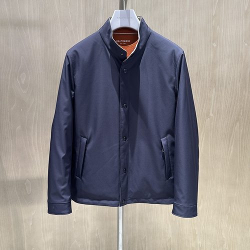 卡尔丹顿秋冬新款商务双面穿立领菱格棉服棉衣外套KDAW45504LAN6 - 封面