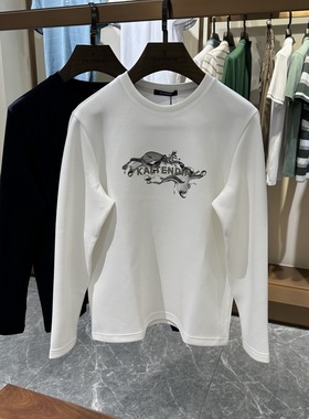 卡尔丹顿23年秋冬款商务休闲圆领长袖T恤AD5W05401专柜2380