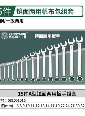 BerryLion百威狮8/11/15件套两用扳手组套套装梅花开口扳手呆扳手