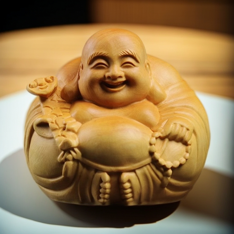 乐清小叶黄杨木雕刻小佛手把件摆件把玩工艺礼品笑佛弥勒一团和气