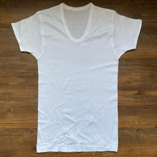 白色打底U领T恤 打底短袖 外贸出口日本100%纯棉薄款 男士