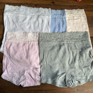 外贸出日本女士全棉高腰内裤 蕾丝花边纯棉四角裤 有大码 平角内裤