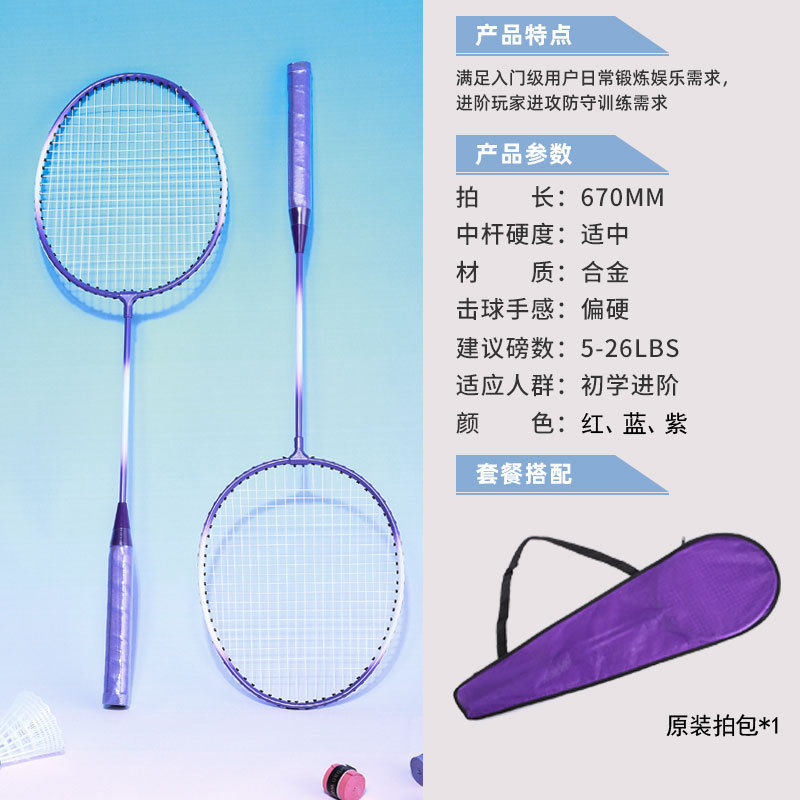 正品羽毛球拍两支装成人初学者耐羽毛球拍
