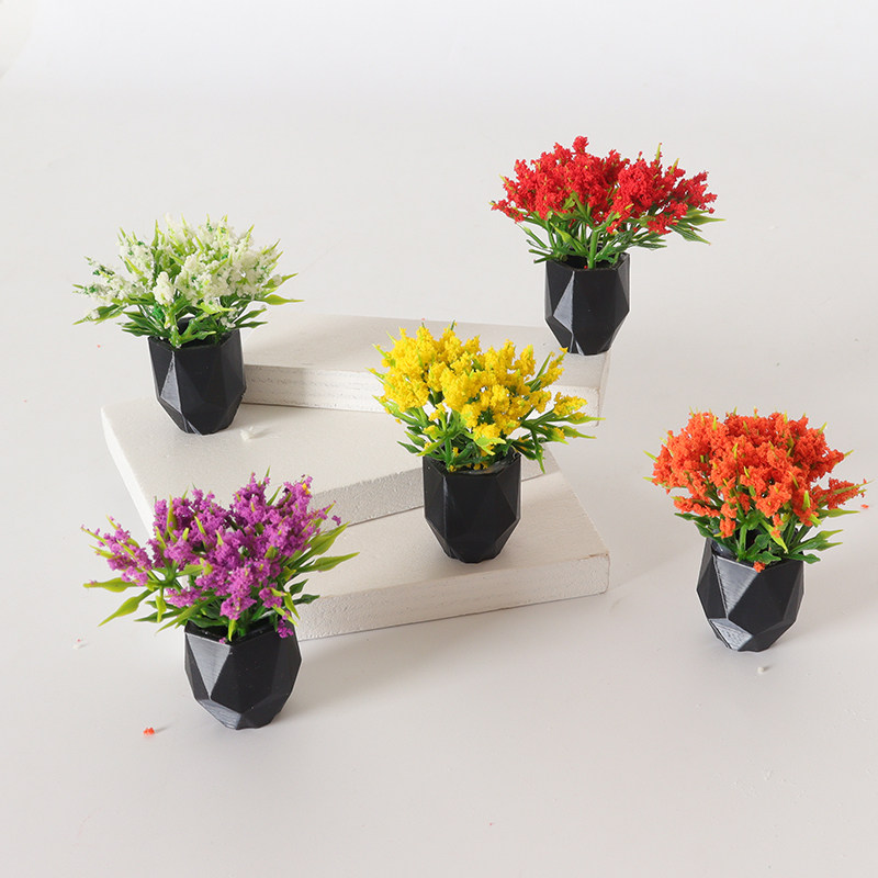 仿真模型花盆微缩花瓶迷你植物盆栽diy绿植沙盘室内客厅阳台摆件