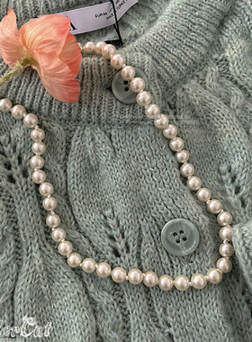 简约百搭小结间隔珍珠串项链