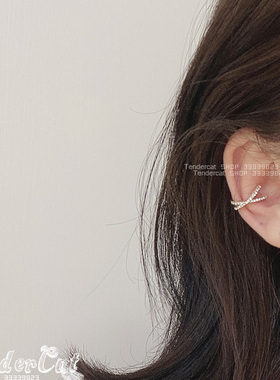 Crossline cubic earcuff 简约冷淡风交叉水钻C形耳骨夹耳廓耳夹