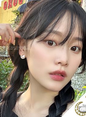 KITTY&Moon Earrings 可爱满钻月亮KITTY猫金银色凯蒂猫耳环