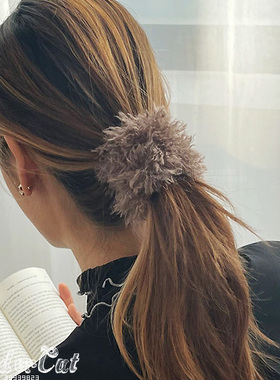 Poodle Poodle Gopchang Band Scrunch Chou百搭纯色毛毛发圈发绳