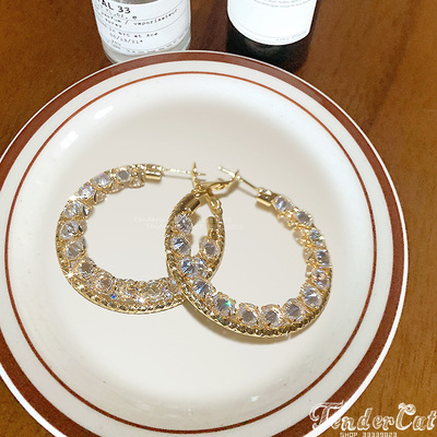 耳圈欧美风水钻轻圆形锆石