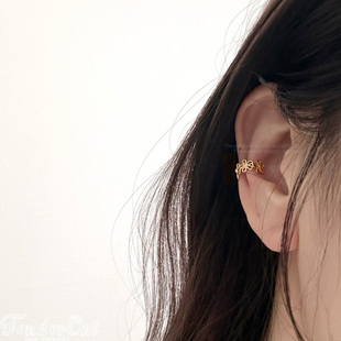 Cubic Flower Earcuffs 镶钻镂空花朵C形无耳洞耳骨夹耳夹