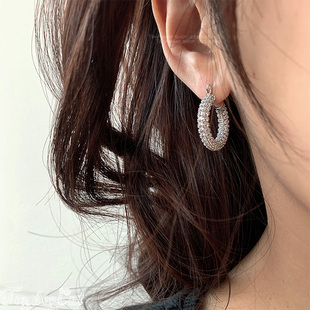 Cubic Ring Earrings 韩国INS风满钻圆环插扣水钻耳环