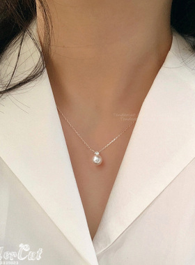通勤OL款项链珍珠水钻合金
