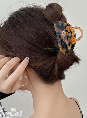 Luxury Bag HairPin Jiennie同款豹纹撞色配包包造型发抓条纹抓夹