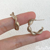 twist 欧美复古风条纹拧花C形耳环 Earrings shape
