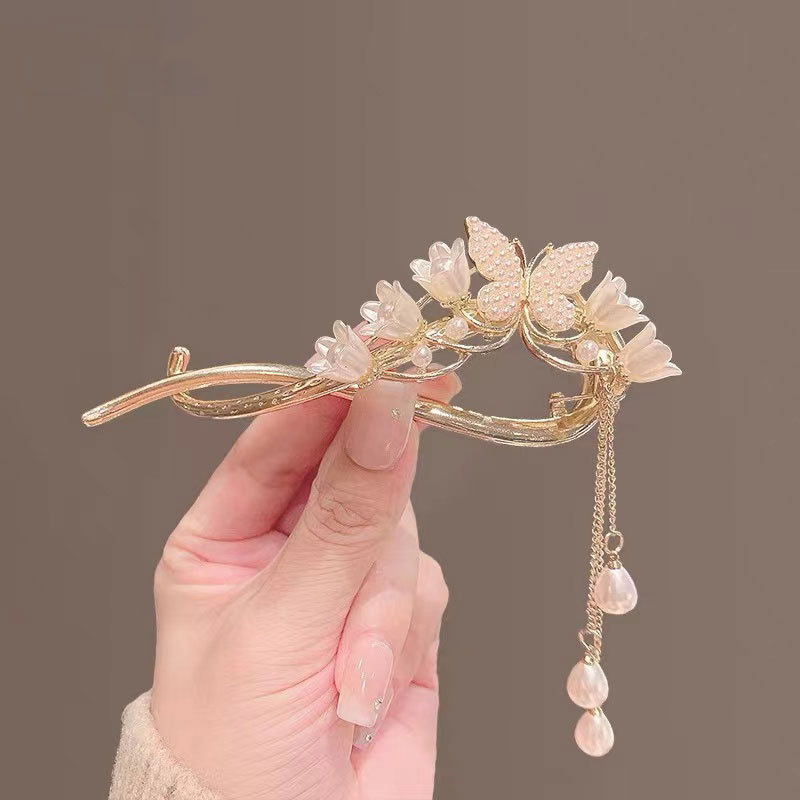 古风铃兰花朵流苏扭扭夹汉服蝴蝶珍珠发夹轻奢,饰品/流行首饰/时尚饰品新,民族风发饰,淘宝优惠券,粉丝福利购,淘宝优惠卷