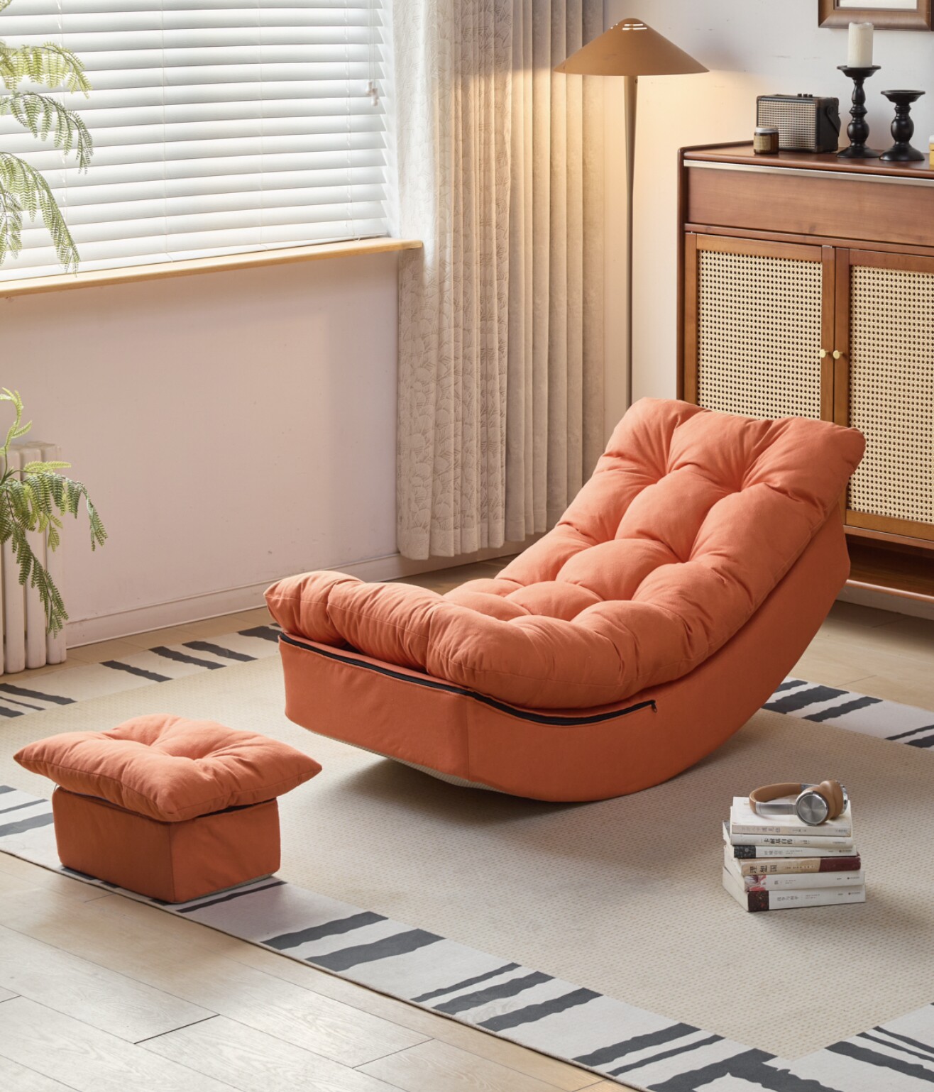 懒人月亮摇椅摇摇躺椅网红沙发椅阳台家用成人午睡单人休闲椅脚踏