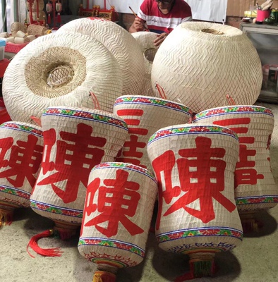 潮汕竹编油纸传统写灯笼进宅习俗祠堂庙姓氏天公神明佛龛文字定制