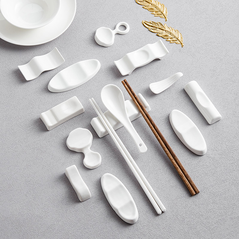 陶瓷筷子架酒店餐厅家用白色筷架托勺托摆台餐具两用多用金边筷枕,餐饮具,筷子架,淘宝优惠券,粉丝福利购,淘宝优惠卷