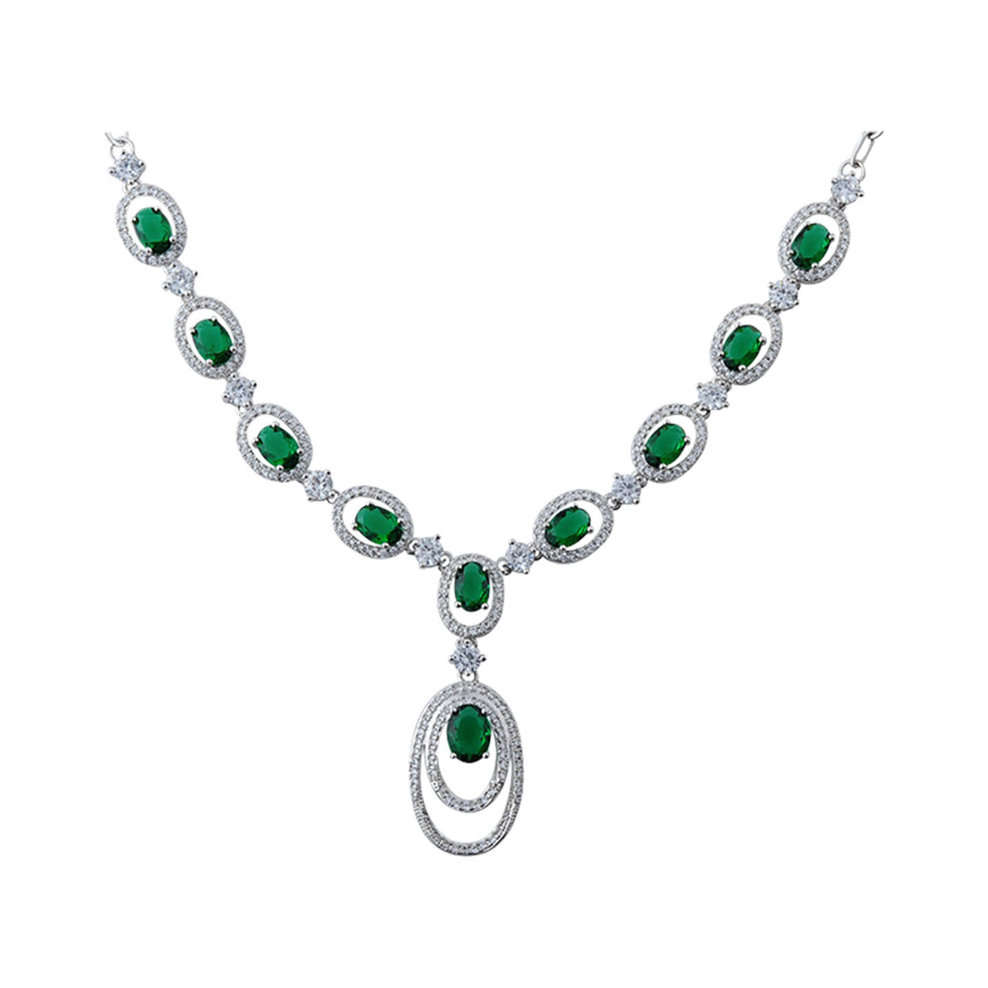 奢华祖母绿宝石项链气质新娘结婚宴会礼服婚纱饰品水晶珠宝高级感