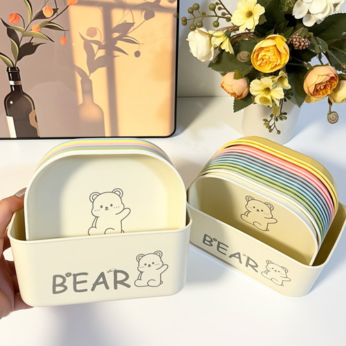 【带底座】食品级耐摔彩色吐骨碟