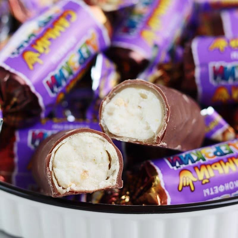 俄罗斯进口巧克力夹心糖果原装大果仁奶味夹心糖果休闲零食包邮