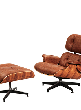 原版伊姆斯躺椅单人真皮沙发Eames lounge chair设计师休闲椅旋转