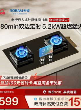 [小灶王]老板定时燃气灶家用双灶猛火灶E1天然气煤气灶台官方旗舰