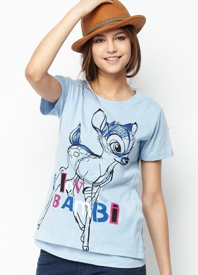 妈妈喂 迪士尼班比纯棉孕妇哺乳衣T恤 夏短袖圆领卡通喂奶衣12810