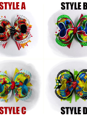 現貨 芝麻街 大蝴蝶结 卡通髮夾 头箍 Hair Bow Clip 儿童发饰