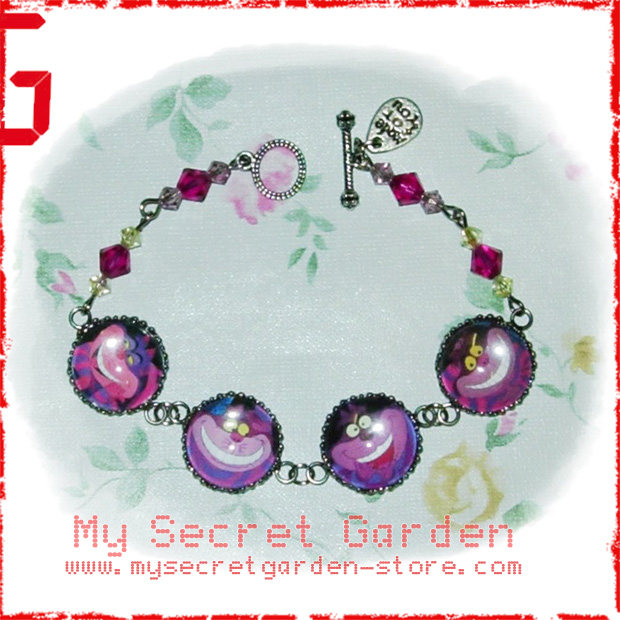 现货 愛麗絲夢遊仙境 柴郡猫 妙妙貓 時光寶石卡通手鏈bracelet
