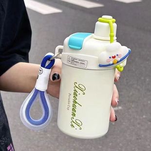 高颜值双饮口316不锈钢咖啡杯便携可爱随行杯 保温杯女生2023新款