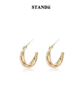STANDii小众设计金色圆圈耳环女高级感百搭耳饰