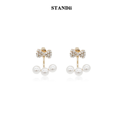 STANDii小众设计感珍珠领结耳钉女气质时尚甜美可爱耳饰