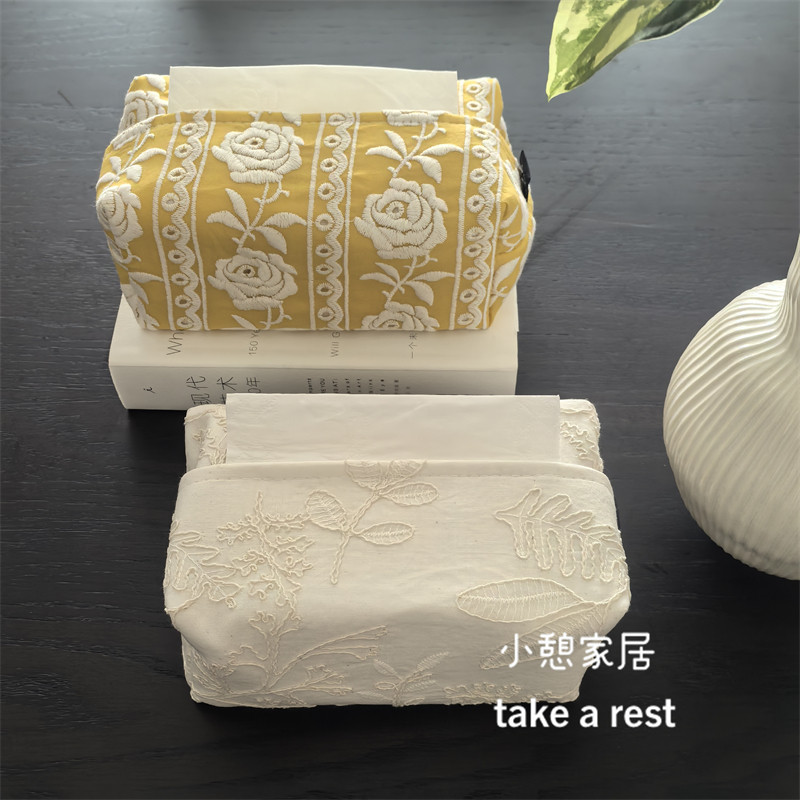 布艺纸巾盒棉麻绣花纸巾盒法式新中式刺绣纸巾套纸巾袋抽纸收纳盒,收纳整理,纸巾盒,淘宝优惠券,粉丝福利购,淘宝优惠卷